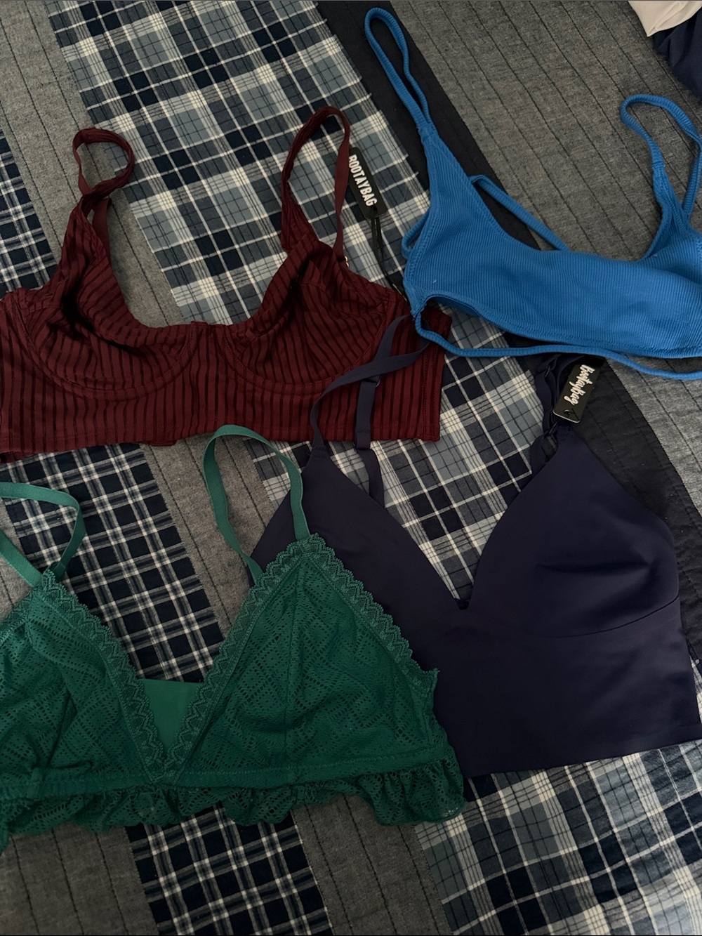 Mixed Bralette Set - Burgundy, Teal, Royal Blue, Navy